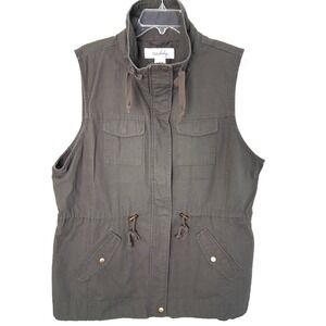 Army Green Utility Vest Anorak Cargo Drawstring Size XXL Gorpcore Utility‎